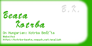 beata kotrba business card
